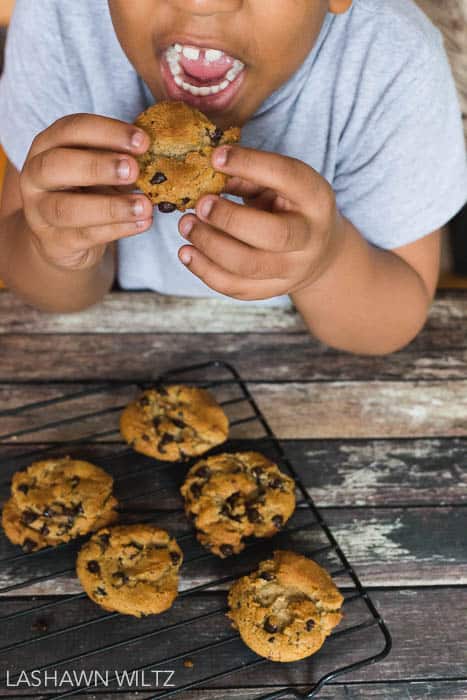 These easy gluten free chocolate chip cookies were so good and so easy to make using Pamela's baking mix. 
