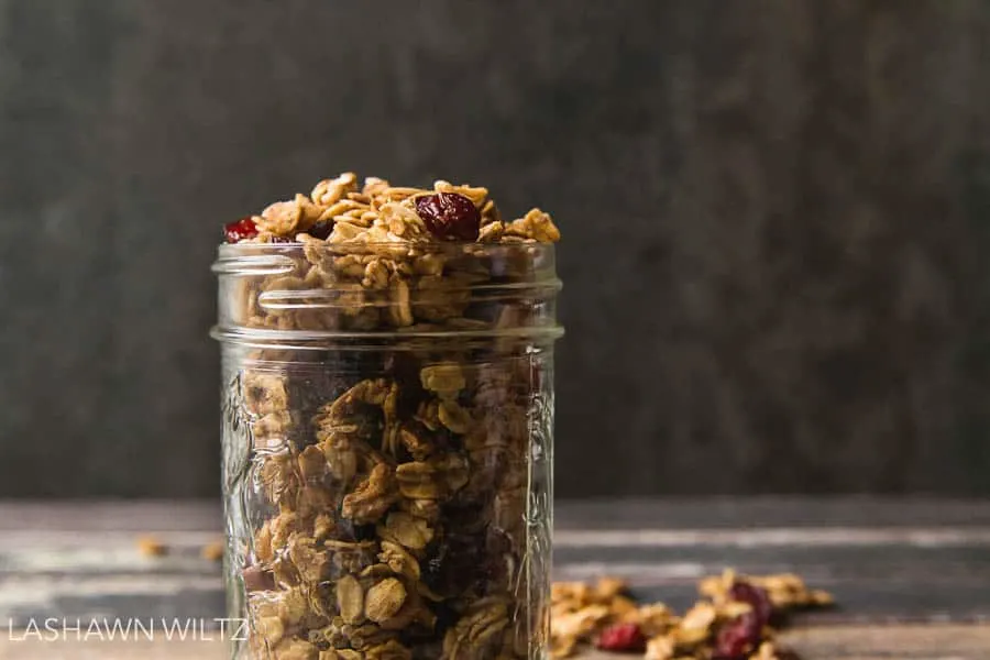 I love granola, and I'm so glad I finally made some at home! This gluten free maple pecan granola is so GOOD!