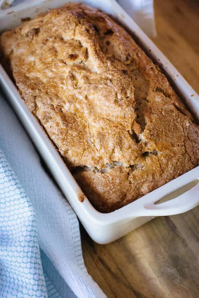 This recipe for gluten-free cinnamon sugar banana bread is so good!