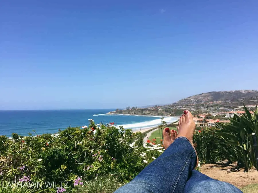 Toes up, relaxing between sessions at the Ritz Carlton at Mom 2.0