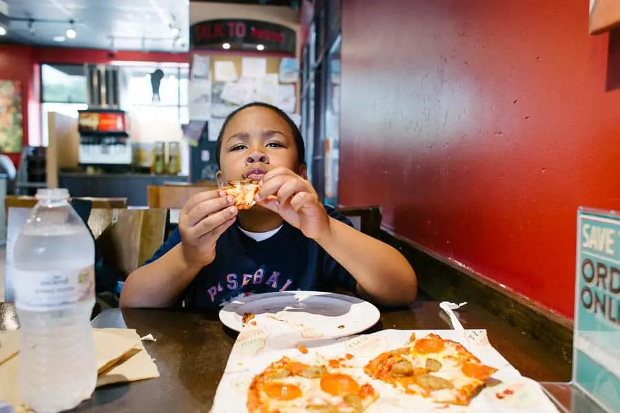 Day 2 of 100 days of summer: Pizza at Uncle Maddios. His favorite.