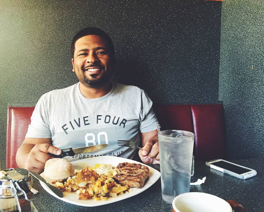 He enjoyed father's day brunch at Thumbs up Diner in Edgewood