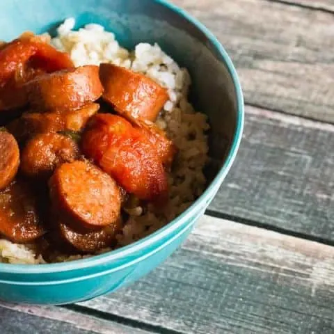 Easy Sausage and Peppers over Rice
