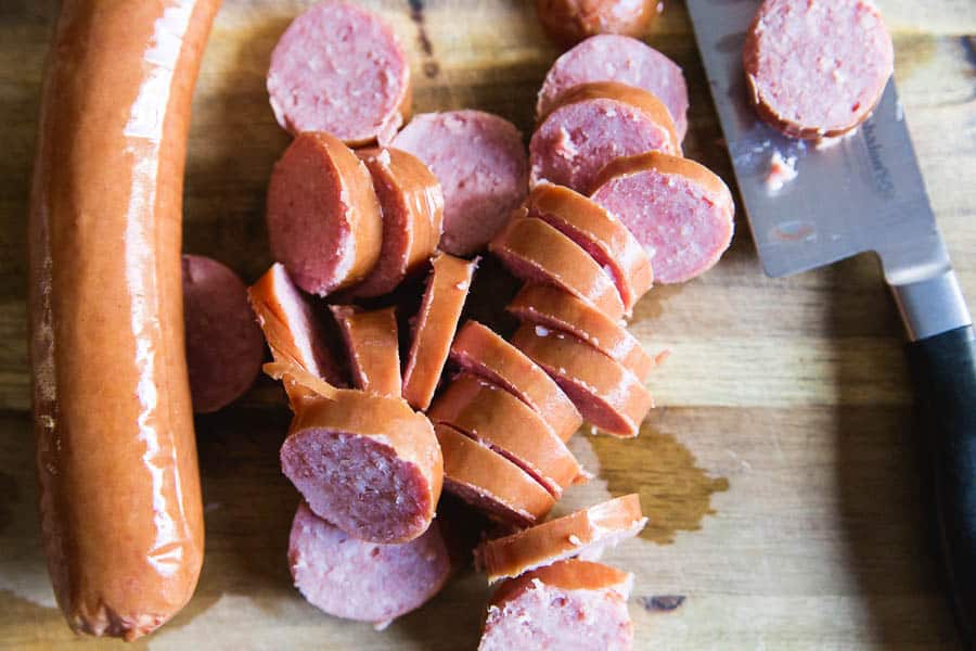 Cut up sausage for this easy weeknight recipe