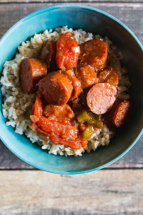 asy skillet sausage and peppers over rice-10