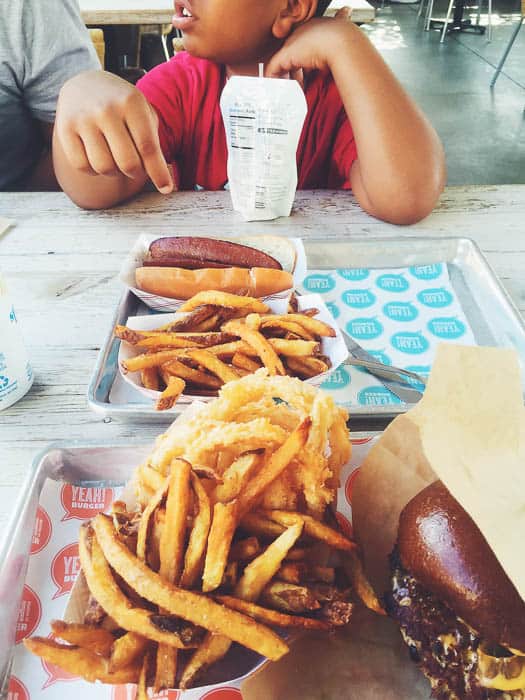 yeah burger gluten free fries, gluten free onion rings..