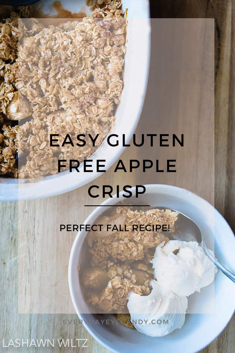 it's fall! And time to make lots of recipes with apples! I love making this easy delicious gluten free apple crisp as soon as we pick apples! #glutenfree #applecrisp #fall #recipe