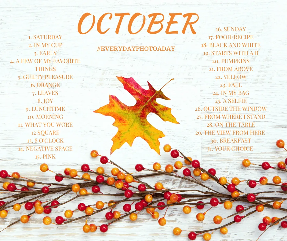 Fall is the perfect time of year to take photos! Join in for my October photo a day photography prompts!