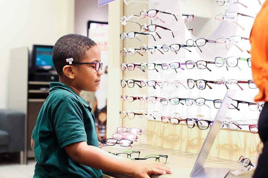 Pookah looking for glasses at JCPenney Optical