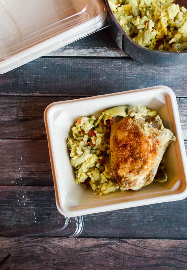 lunch prep with leftovers in Reynold's heat and eat containers