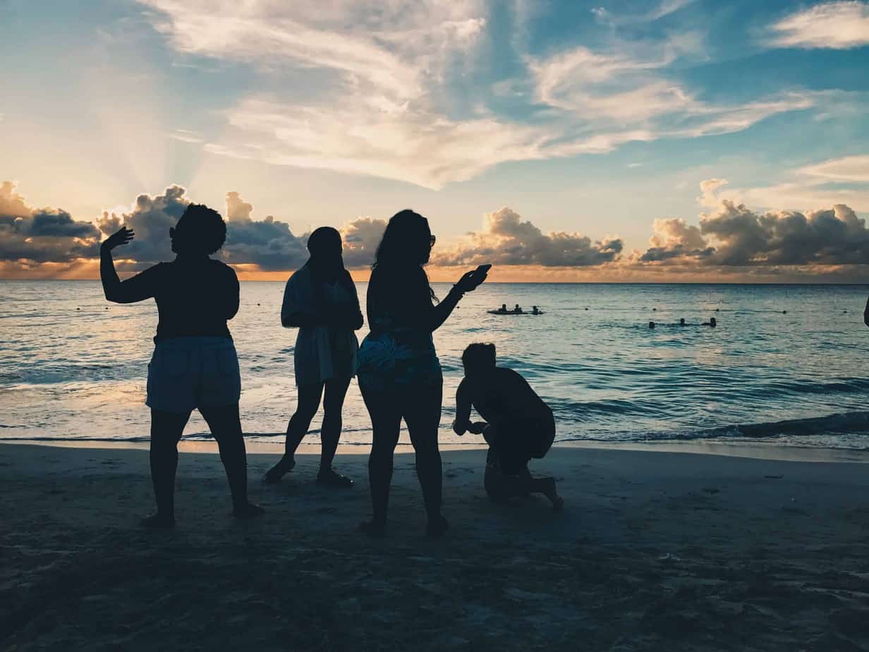 Sunset silhouette in negril Jamaica