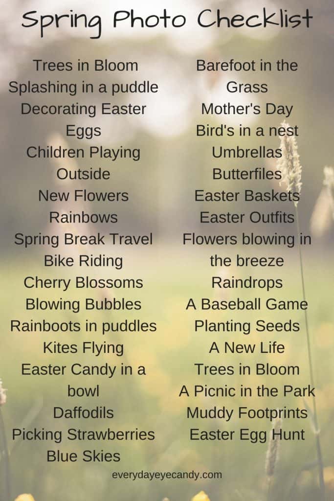 spring photo checklist