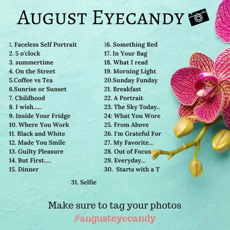August Photo a Day Challenge. Join us on Instagram with the hashtag #augusteyecandy
