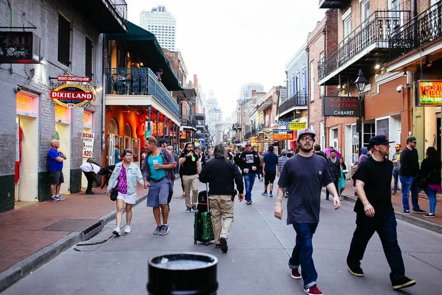 walking down the street in the French Quarter