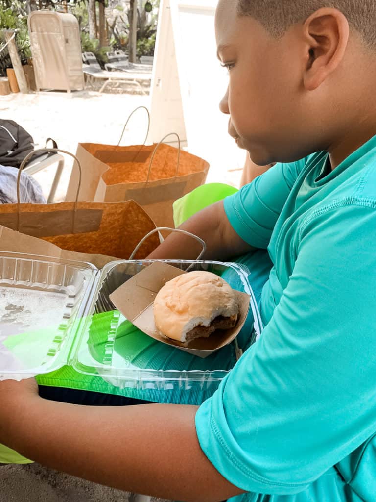 gluten free burger at Leaning Palms at Disney's Typhoon Lagoon 