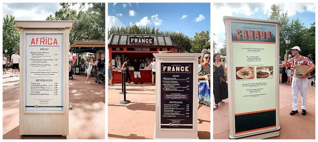 menus and options at the epcot food and wine festival