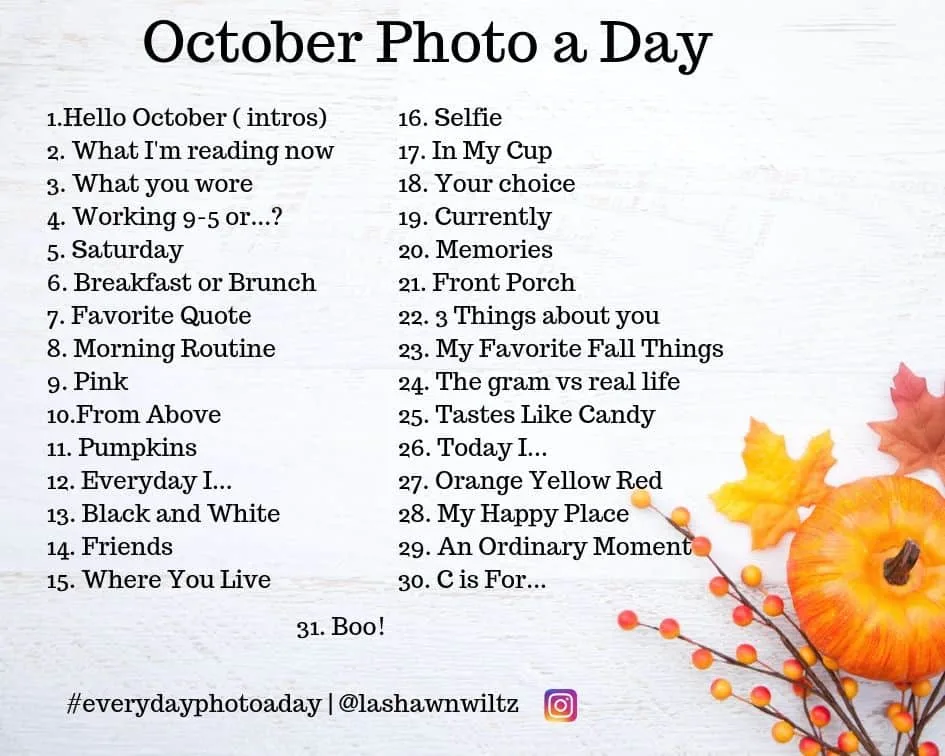 2019 october photo a day instagram challenge
