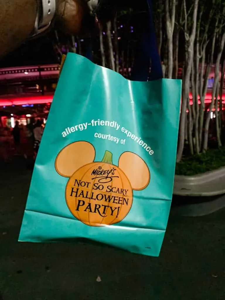 teal bags at Mickey's not so scary halloween party
