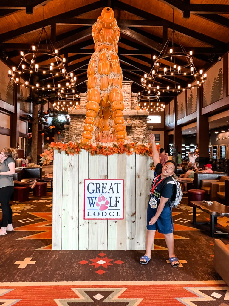 a kid having fun at great wolf lodge 