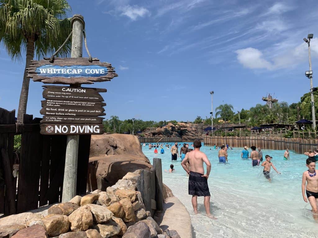 Wave pool at Typhoon Lagoon on a Disney world summer vacation  