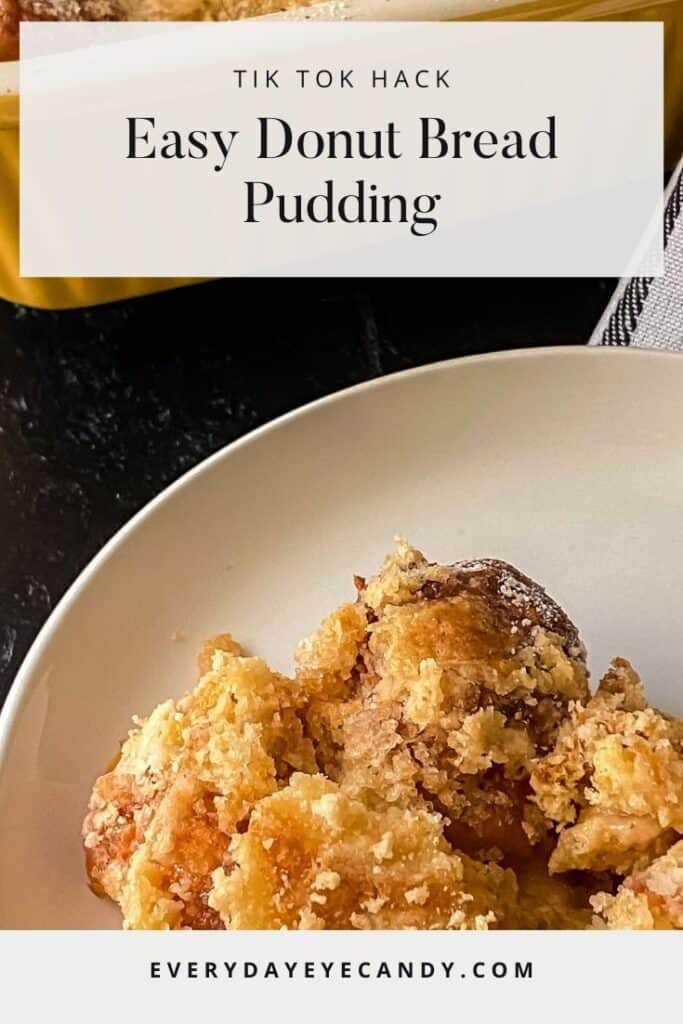 easy donut bread pudding on a plate 