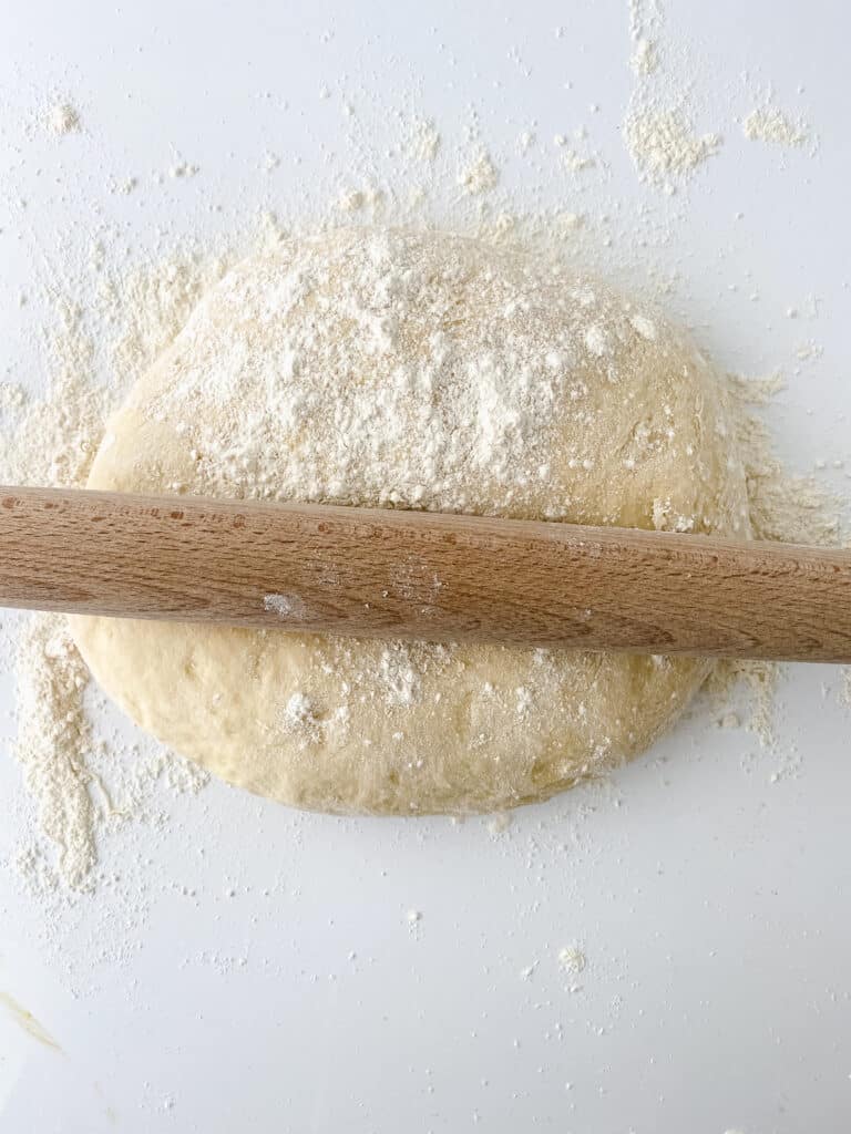 rolling dough for cinnamon rolls 