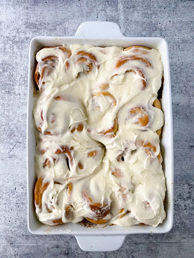 gingerbread cinnamon rolls in pan out the over