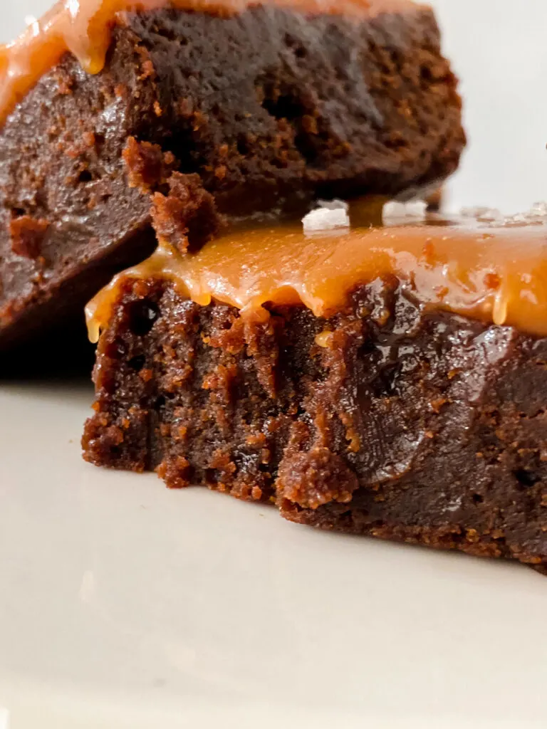 delicious and decadent gluten free salted caramel brownies