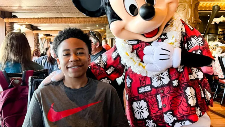 with Mickey at Ohana at Disney's Polynesian Resort