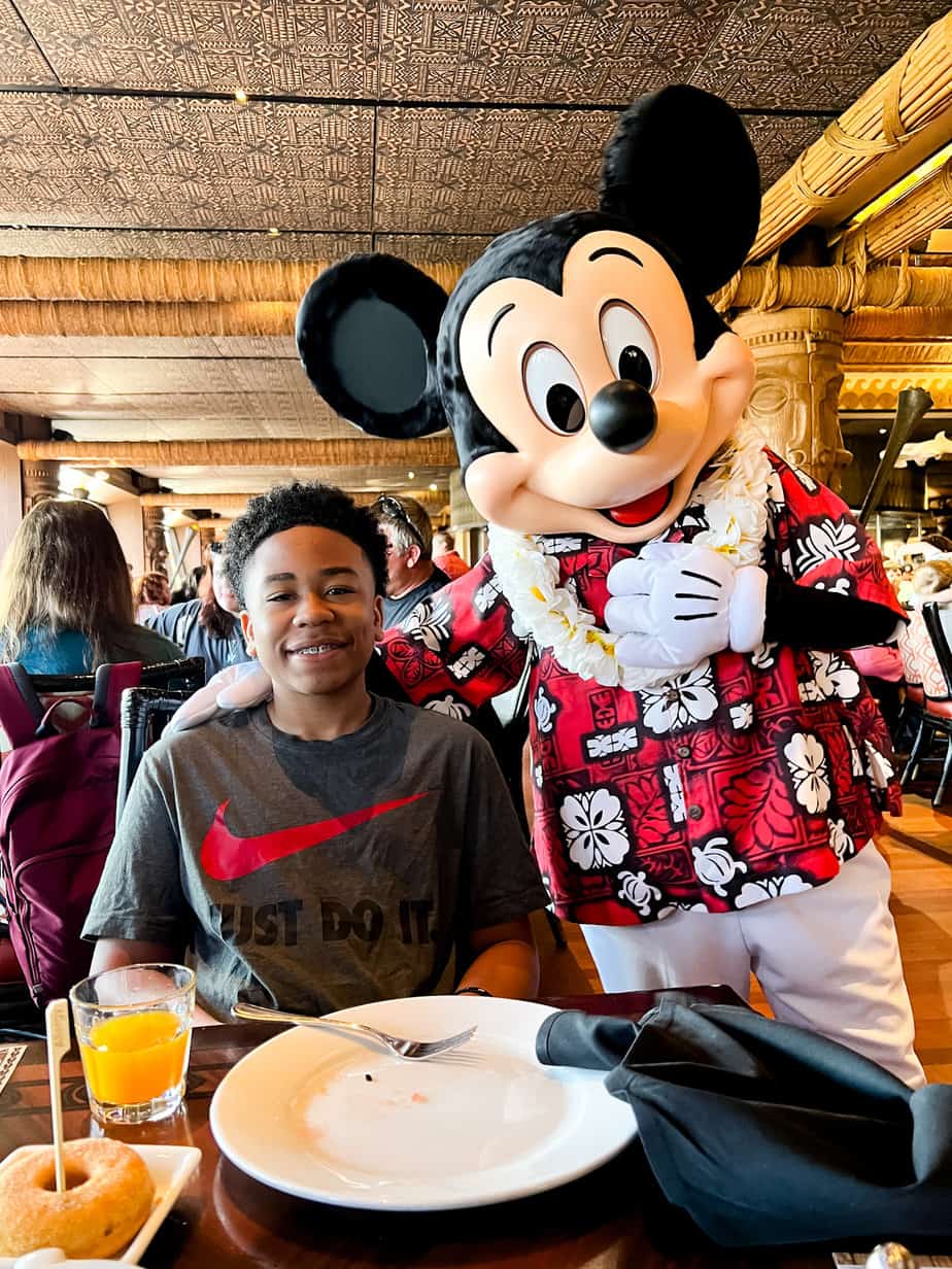 with Mickey at Ohana at Disney's Polynesian Resort