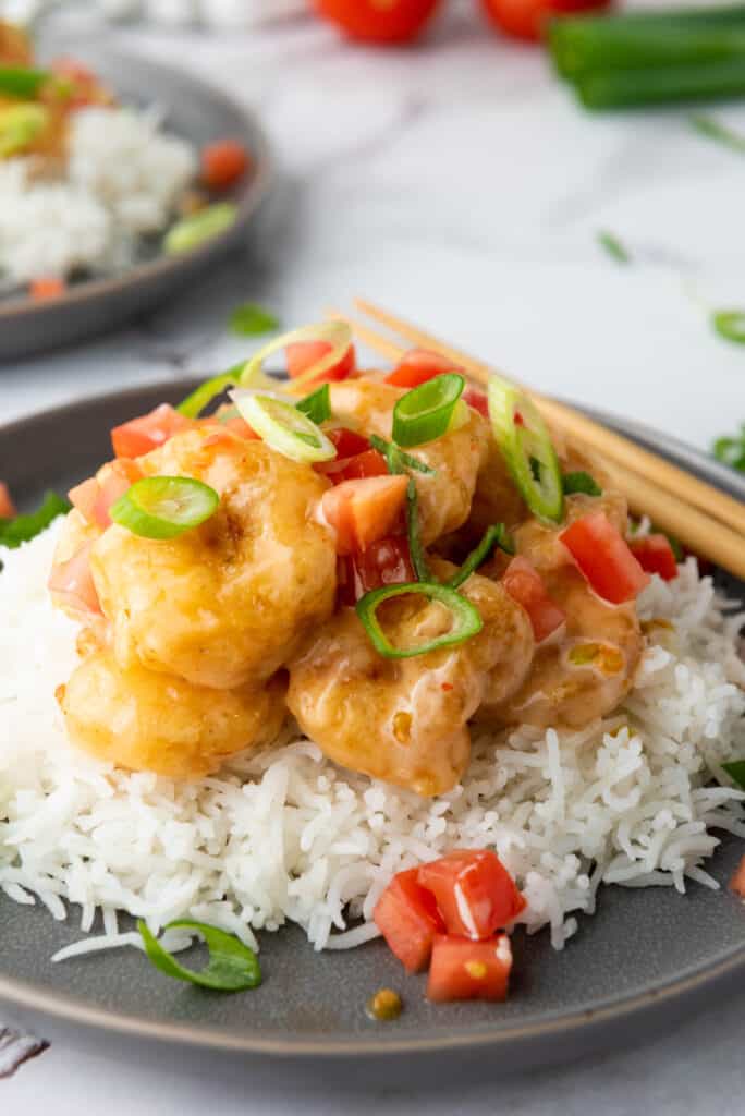 Gluten free bang bang shrimp  over rice