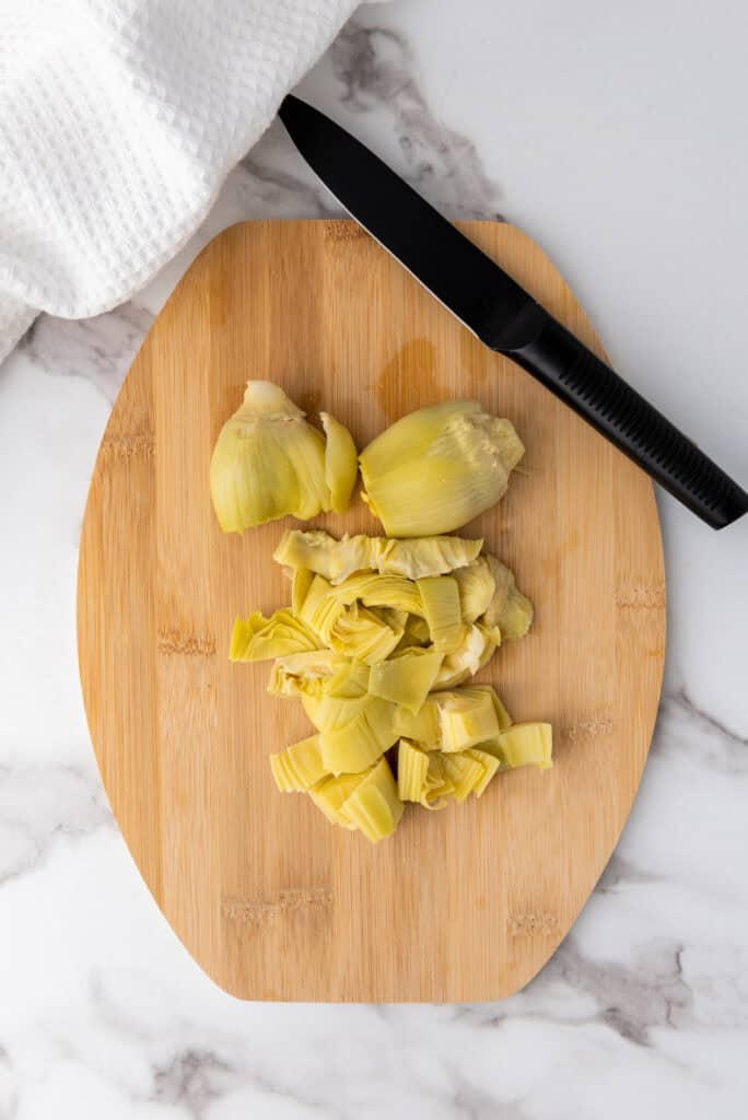 artichokes cut up for recipe 