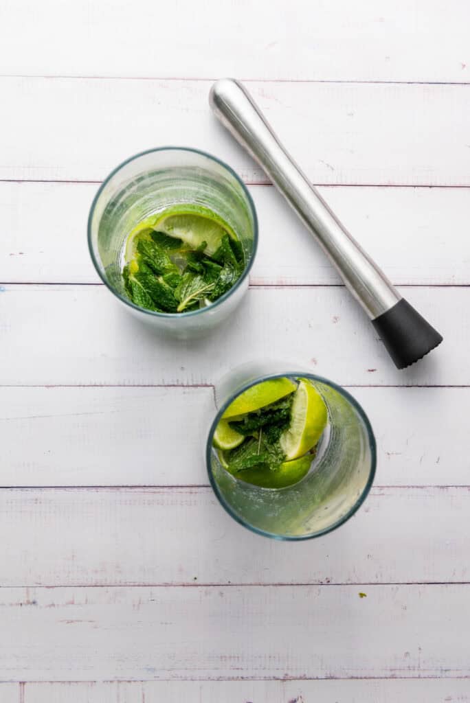 learn how to muddle mint for this mojito mocktail