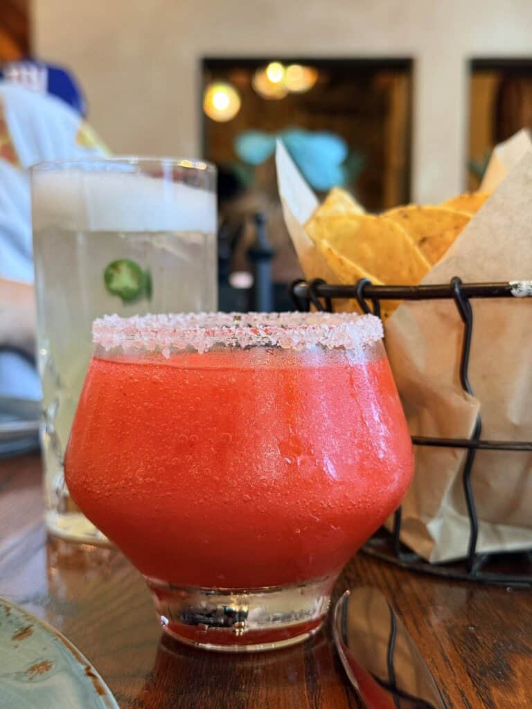 chips and margarita after the runDisney wine and dine half marathon